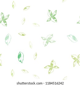Light Green vector seamless natural background with leaves. Colorful illustration in doodle style with leaves. Pattern for trendy fabric, wallpapers.