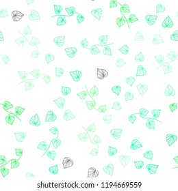 Light Green vector seamless natural pattern with leaves. Colorful abstract illustration with leaves in doodle style. Pattern for trendy fabric, wallpapers.
