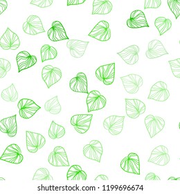 Light Green vector seamless natural artwork with leaves. Colorful abstract illustration with leaves in doodle style. Pattern for design of fabric, wallpapers.