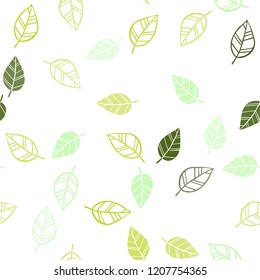 Light Green vector seamless natural backdrop with leaves. leaves on blurred abstract background with gradient. Design for textile, fabric, wallpapers.