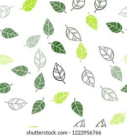 Light Green vector seamless natural background with leaves. A vague abstract illustration with leaves in doodles style. Pattern for trendy fabric, wallpapers.