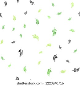 Light Green vector seamless natural backdrop with leaves. Blurred decorative design in Indian style with leaves. Pattern for design of window blinds, curtains.