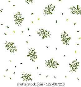 Light Green vector seamless natural pattern with leaves, branches. Doodle illustration of leaves and branches in Origami style. Design for textile, fabric, wallpapers.