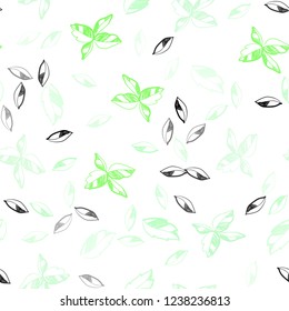 Light Green vector seamless natural background with leaves. A vague abstract illustration with leaves in doodles style. Design for textile, fabric, wallpapers.