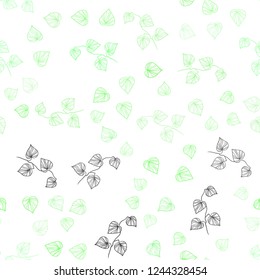 Light Green vector seamless natural backdrop with leaves. Colorful abstract illustration with leaves in doodle style. Pattern for design of window blinds, curtains.