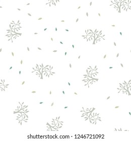 Light Green vector seamless natural backdrop with leaves, branches. Shining colored illustration with leaves and branches. Design for textile, fabric, wallpapers.