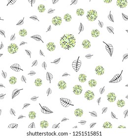 Light Green vector seamless natural pattern with leaves, flowers. Modern abstract illustration with leaves and flowers. Design for textile, fabric, wallpapers.