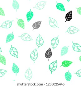 Light Green vector seamless natural artwork with leaves. leaves on elegant natural pattern with gradient. Template for business cards, websites.