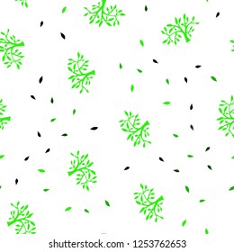 Light Green vector seamless natural backdrop with leaves, branches. Brand new colored illustration with leaves and branches. Pattern for design of fabric, wallpapers.
