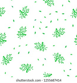 Light Green vector seamless natural backdrop with leaves, branches. Brand new colored illustration with leaves and branches. Texture for window blinds, curtains.