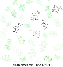 Light Green vector seamless natural pattern with branches. Leaves and branches with gradient on white background. Pattern for design of fabric, wallpapers.