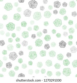 Light Green vector seamless natural background with flowers. Illustration with colorful abstract doodle flowers. Template for business cards, websites.