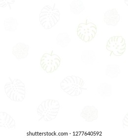 Light Green vector seamless natural artwork with flowers, leaves. Abstract illustration with leaves, flowers in doodles style. Pattern for design of fabric, wallpapers.