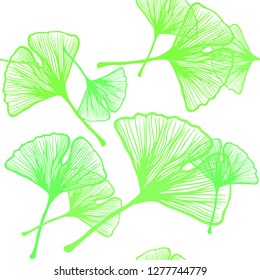 Light Green vector seamless natural background with leaves. Sketchy doodles with leaves on blurred background. Design for wallpaper, fabric makers.