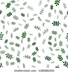 Light Green vector seamless natural artwork with leaves, branches. Doodle illustration of leaves and branches in Origami style. Pattern for trendy fabric, wallpapers.