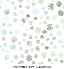 Light Green vector seamless natural abstract background. Blurred decorative design in Indian style with flowers. Pattern for wallpapers and coloring books.