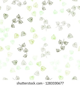Light Green vector seamless natural background with leaves. Colorful abstract illustration with leaves in doodle style. Pattern for design of window blinds, curtains.