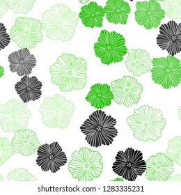Light Green vector seamless natural pattern with flowers. Brand new colored illustration with flowers. Template for business cards, websites.