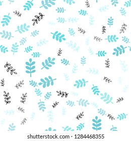 Light Green vector seamless natural backdrop with leaves, branches. Doodle illustration of leaves and branches in Origami style. Template for business cards, websites.