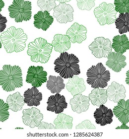 Light Green vector seamless natural backdrop with flowers. Flowers in natural style on white background. Pattern for trendy fabric, wallpapers.