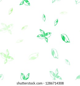 Light Green vector seamless natural pattern with leaves. An elegant bright illustration with leaves in Natural style. Template for business cards, websites.