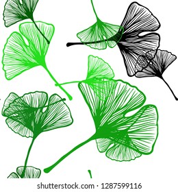 Light Green vector seamless natural artwork with leaves. leaves on blurred abstract background with gradient. Design for wallpaper, fabric makers.