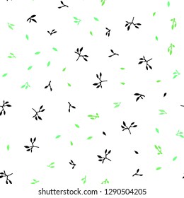 Light Green vector seamless natural artwork with leaves. Glitter abstract illustration with doodles and leaves. Pattern for trendy fabric, wallpapers.