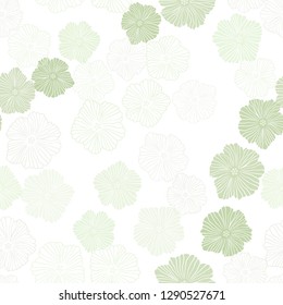 Light Green vector seamless natural backdrop with flowers. Decorative design of flowers on white background. Design for wallpaper, fabric makers.