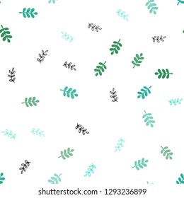 Light Green vector seamless natural pattern with leaves. Blurred decorative design in Indian style with leaves. Pattern for design of fabric, wallpapers.