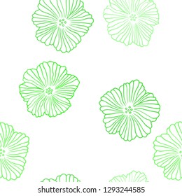 Light Green vector seamless natural background with flowers. Shining colored illustration with flowers. Pattern for design of fabric, wallpapers.