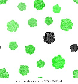 Light Green vector seamless natural backdrop with flowers. Modern abstract illustration with flowers. Design for wallpaper, fabric makers.