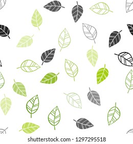 Light Green vector seamless natural pattern with leaves. Brand new colored illustration in blurry style with leaves. Pattern for design of window blinds, curtains.