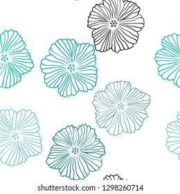 Light Green vector seamless natural pattern with flowers. Glitter abstract illustration with flowers. Pattern for design of fabric, wallpapers.