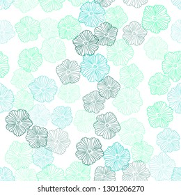 Light Green vector seamless natural background with flowers. Modern abstract illustration with flowers. Pattern for design of fabric, wallpapers.