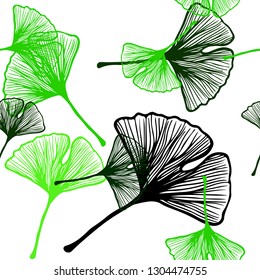 Light Green vector seamless natural pattern with leaves. Glitter abstract illustration with doodles and leaves. Design for textile, fabric, wallpapers.