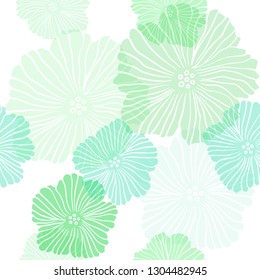 Light Green vector seamless natural pattern with flowers. Modern abstract illustration with flowers. Pattern for design of fabric, wallpapers.