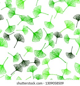 Light Green vector seamless natural pattern with leaves. leaves on blurred abstract background with gradient. Template for business cards, websites.