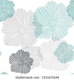 Light Green vector seamless natural backdrop with flowers. Decorative design of flowers on white background. Template for business cards, websites.