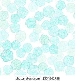 Light Green vector seamless natural artwork with flowers. Abstract illustration with flowers in doodles style. Design for wallpaper, fabric makers.