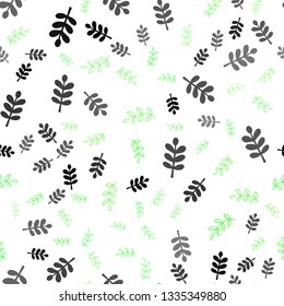 Light Green vector seamless natural pattern with leaves, branches. Doodle illustration of leaves and branches in Origami style. Pattern for design of fabric, wallpapers.