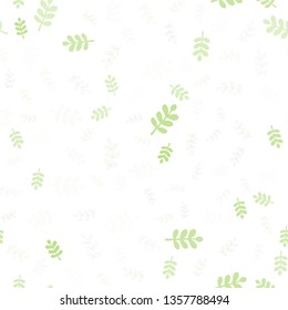 Light Green vector seamless natural artwork with leaves, branches. Glitter abstract illustration with leaves and branches. Design for textile, fabric, wallpapers.
