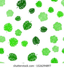 Light Green vector seamless natural pattern with flowers, leaves. Modern abstract illustration with leaves and flowers. Pattern for design of fabric, wallpapers.