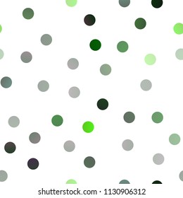 Light Green vector seamless pattern with spheres. Blurred bubbles on abstract background with colorful gradient. The pattern can be used for ads, leaflets of liquid.