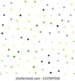 Light Green vector seamless pattern with spheres. Blurred bubbles on abstract background with colorful gradient. Beautiful design for your business natural advert.