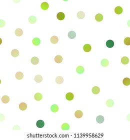Light Green vector seamless pattern with spheres. Illustration with set of shining colorful abstract circles. Completely new template for your brand book.