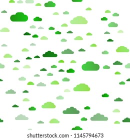Light Green vector seamless pattern with clouds. Colorful illustration with abstract clouds. Design for textile, fabric, wallpapers.