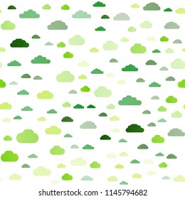 Light Green vector seamless pattern with clouds. Colorful illustration with abstract clouds. Pattern for design of window blinds, curtains.