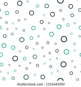 Light Green vector seamless pattern with spheres. Blurred decorative design in abstract style with bubbles. Completely new template for your brand book.