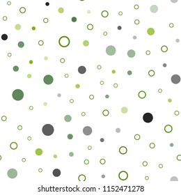 Light Green vector seamless pattern with spheres. Blurred decorative design in abstract style with bubbles. Pattern for trendy fabric, wallpapers.
