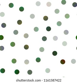Light Green vector seamless pattern with spheres. Beautiful colored illustration with blurred circles in nature style. The pattern can be used for beautiful websites.